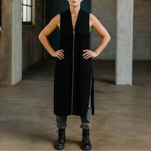 ALEXANDER WANG Long Zip Chunky Ribbed Knit Wool Sweater Vest